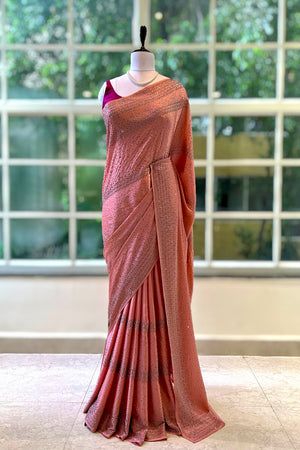 Soft satin sequins saree - Blush Pink
