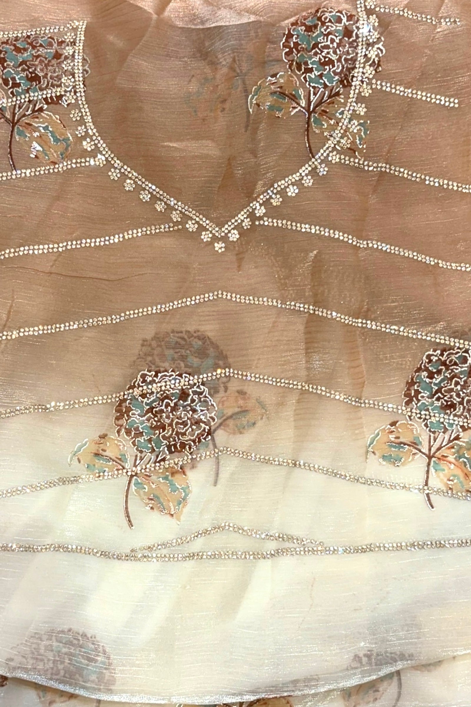 Golden Cream Shaded Floral Saree