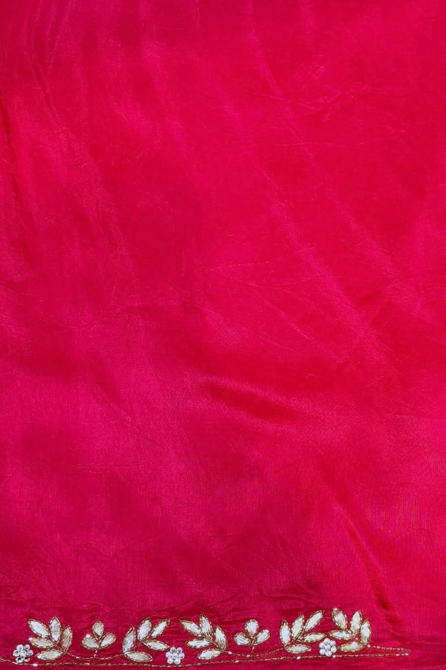 Pink pure dola silk gotta saree