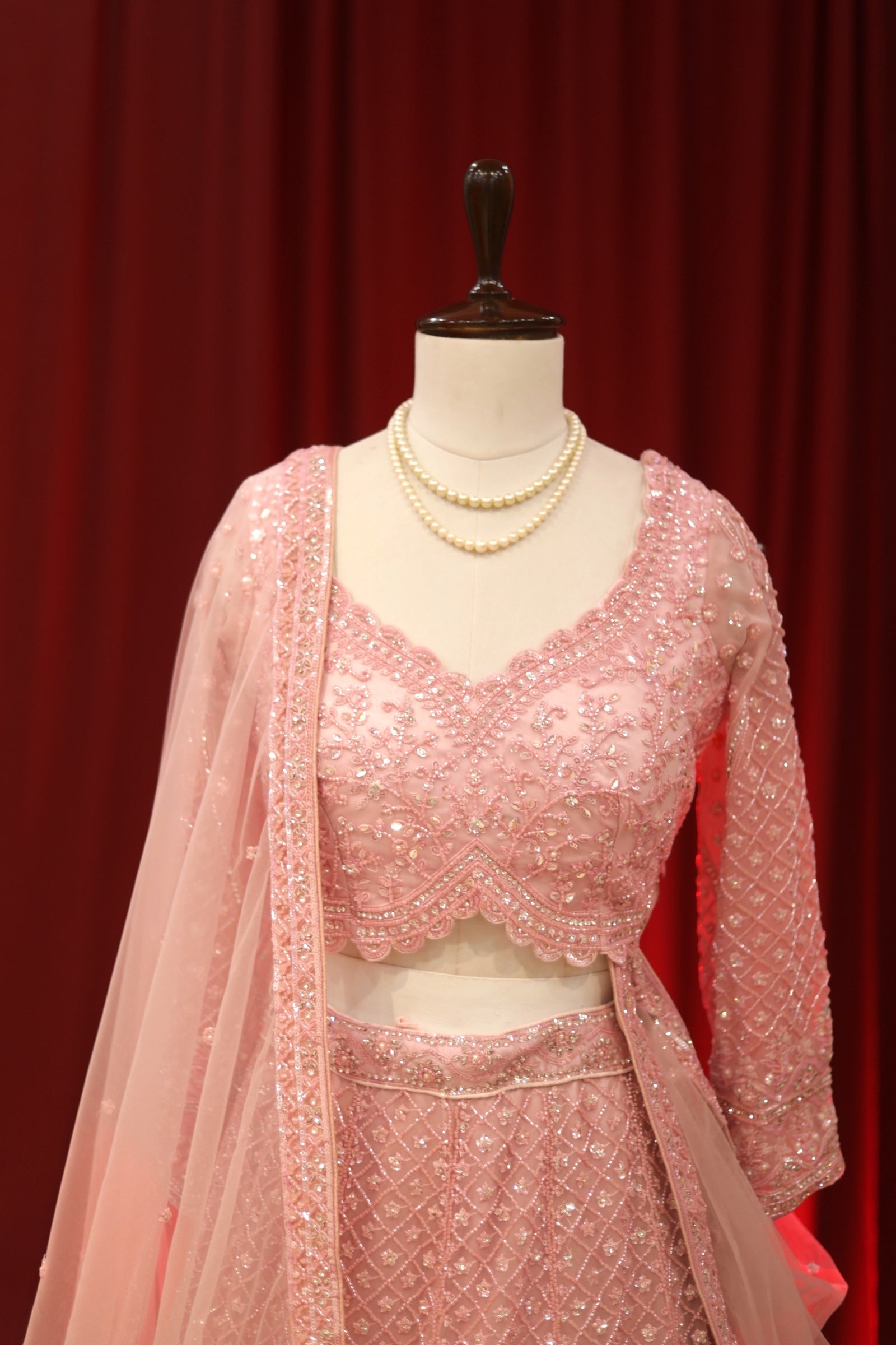Baby pink sequins lehenga