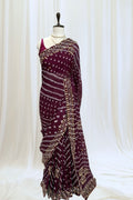 Pure viscose bandhani saree - Wine