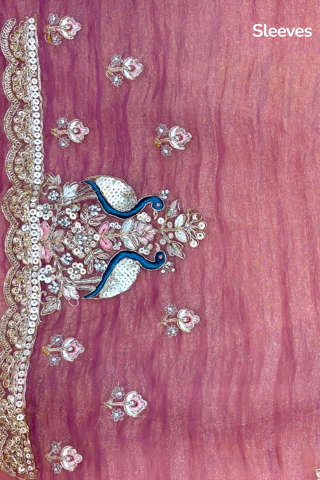 Tissue embellished saree - Rose gold
