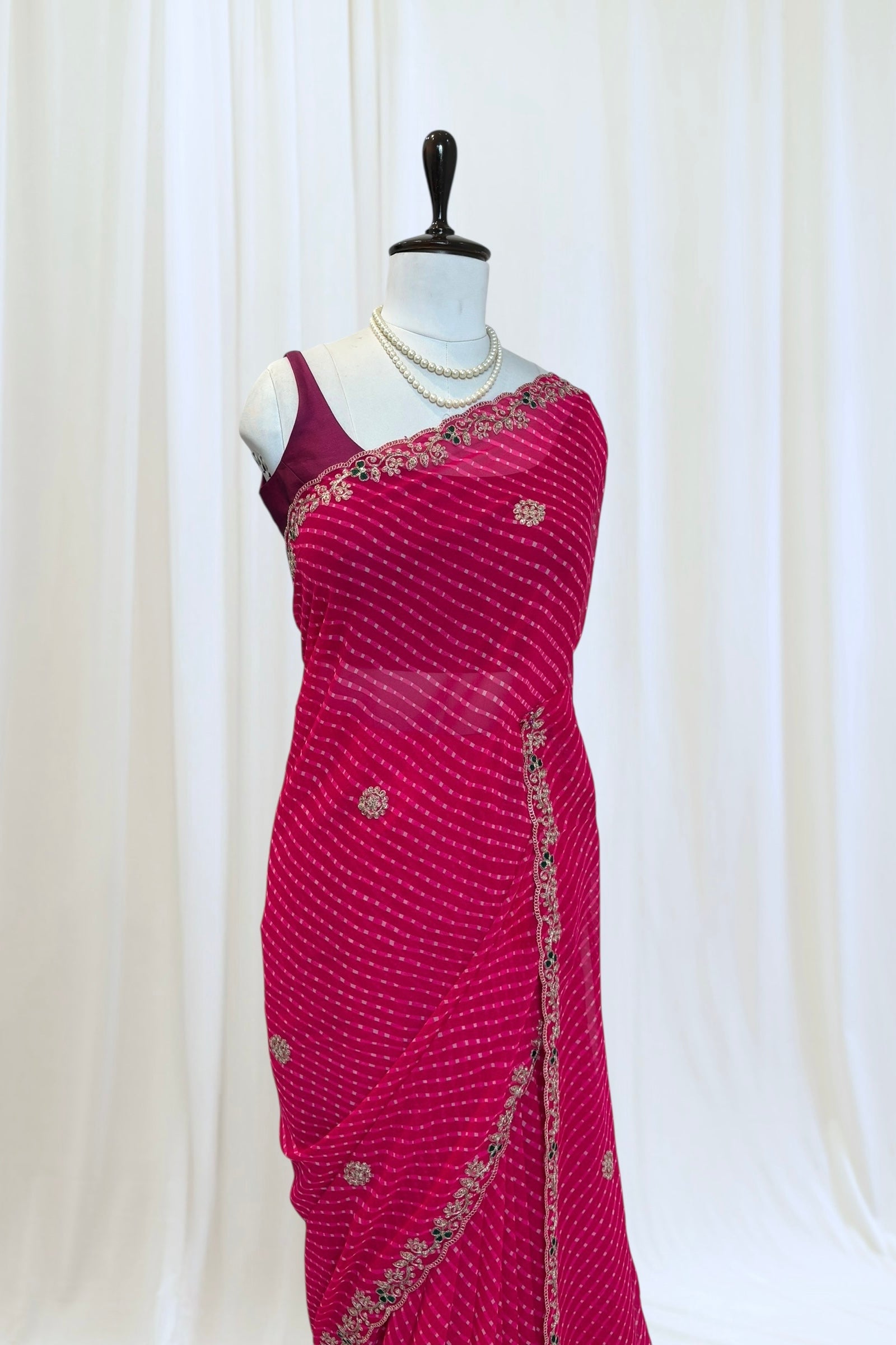 Designer motra saree - Pink