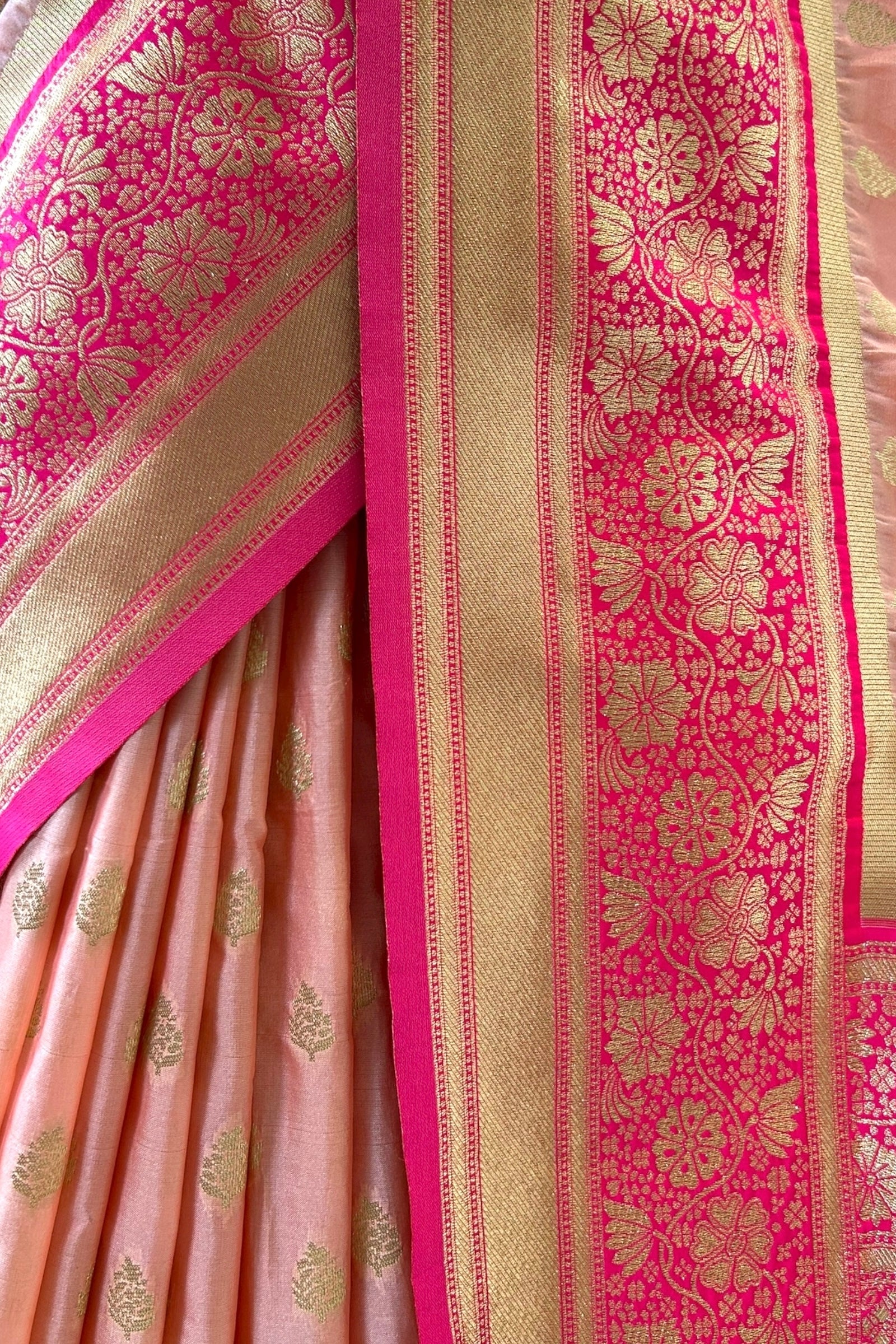 Peach pink soft silk saree