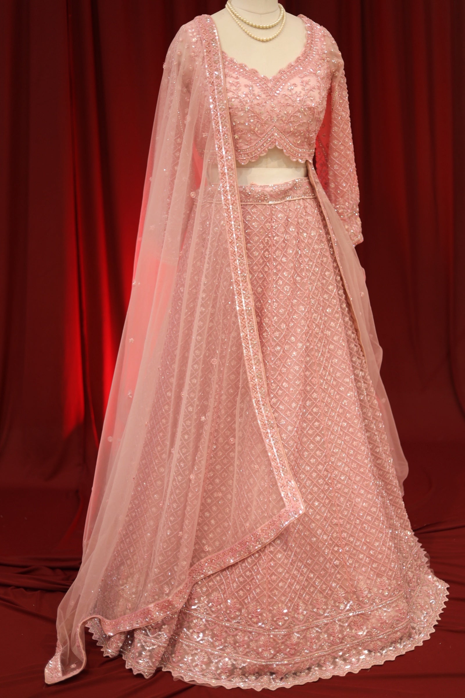 Baby pink sequins lehenga