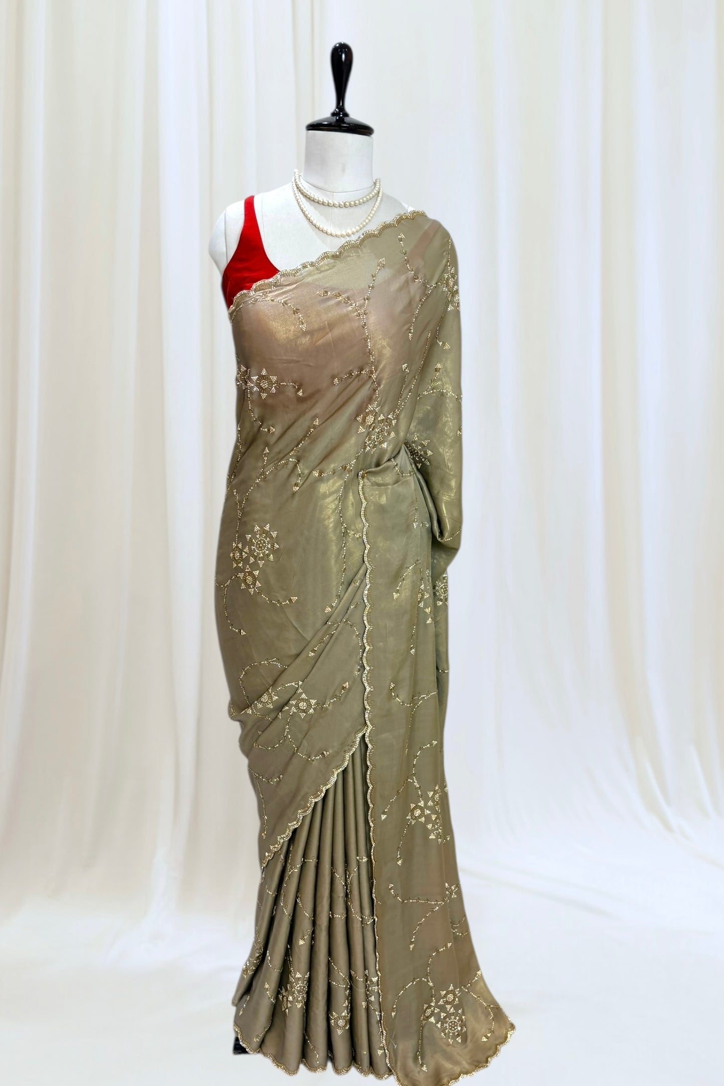 Golden foil embellished saree