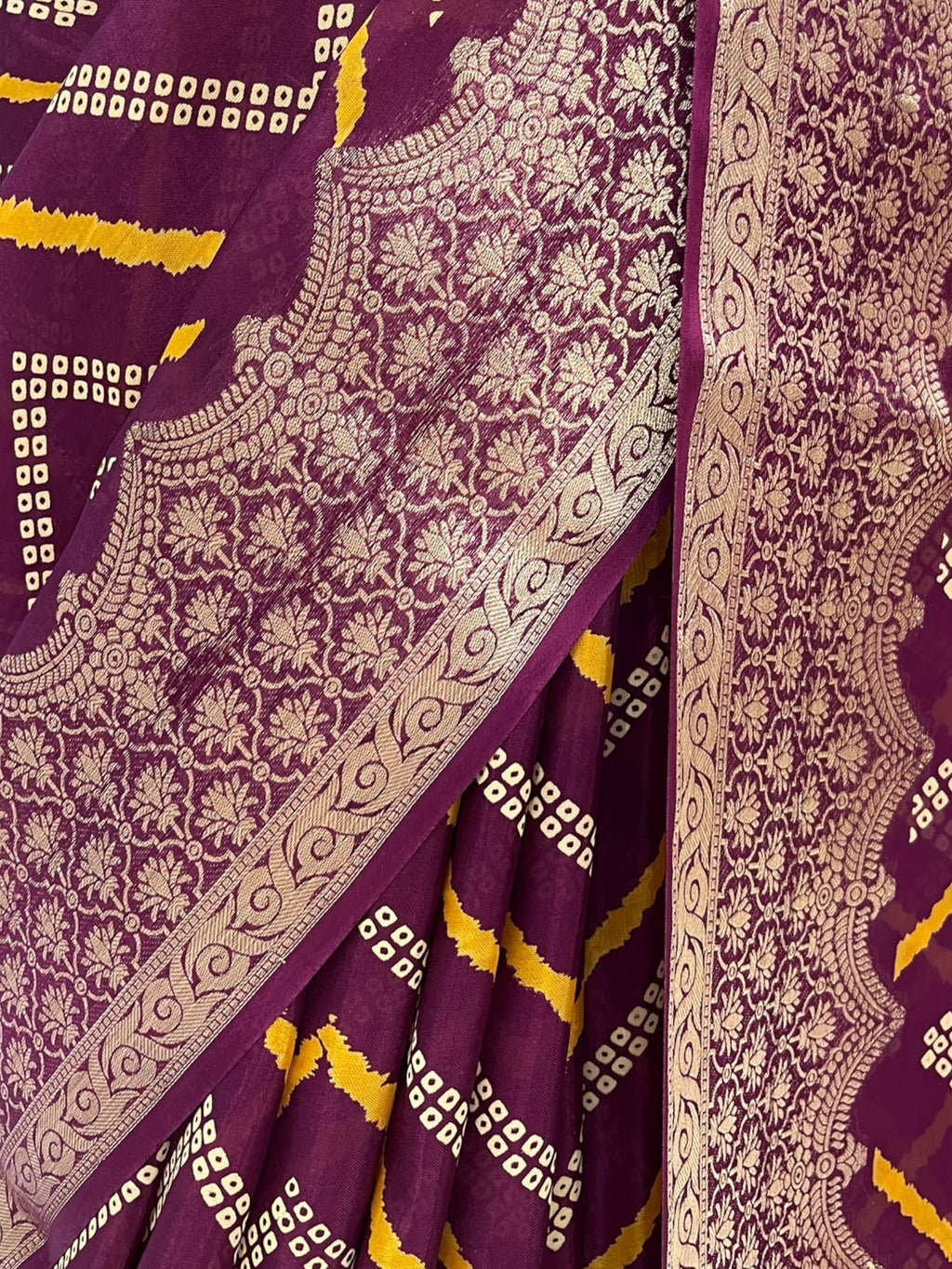 Zari organza leheriya saree - Wine