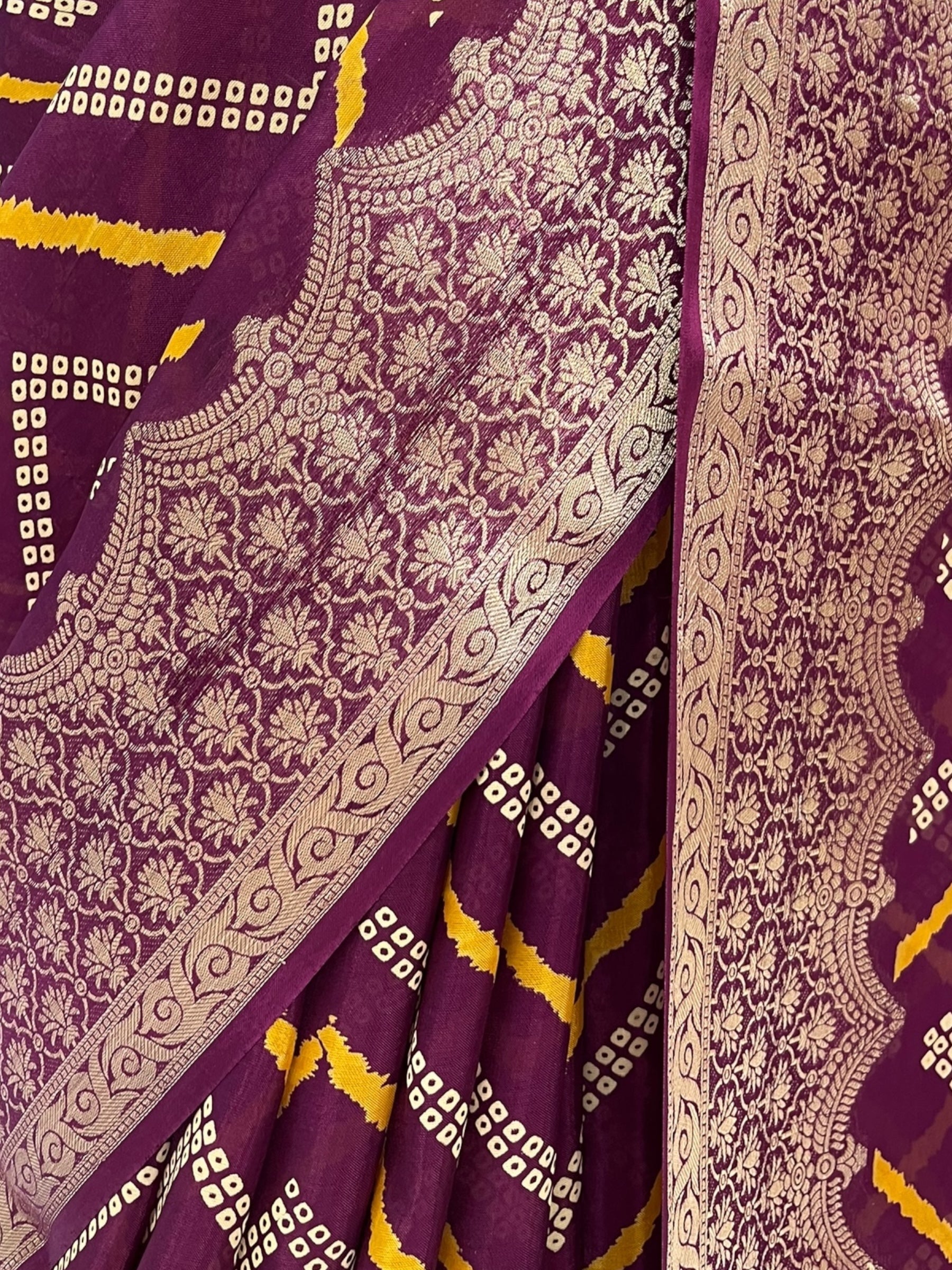 Zari organza leheriya saree - Wine