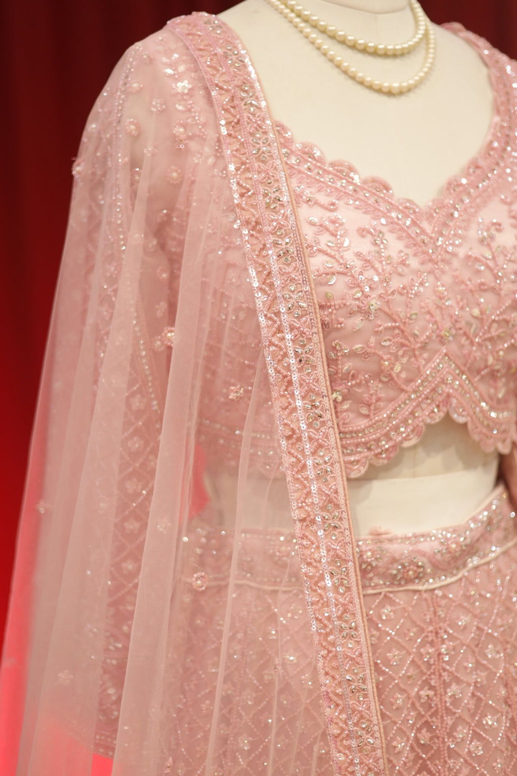 Baby pink sequins lehenga