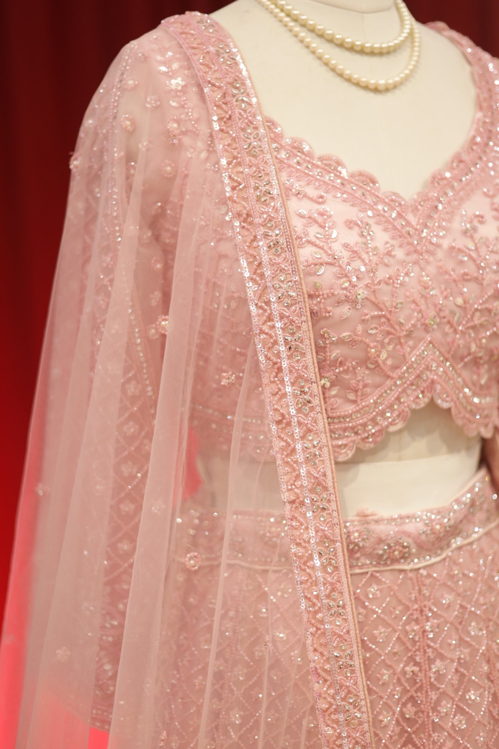 Baby pink sequins lehenga