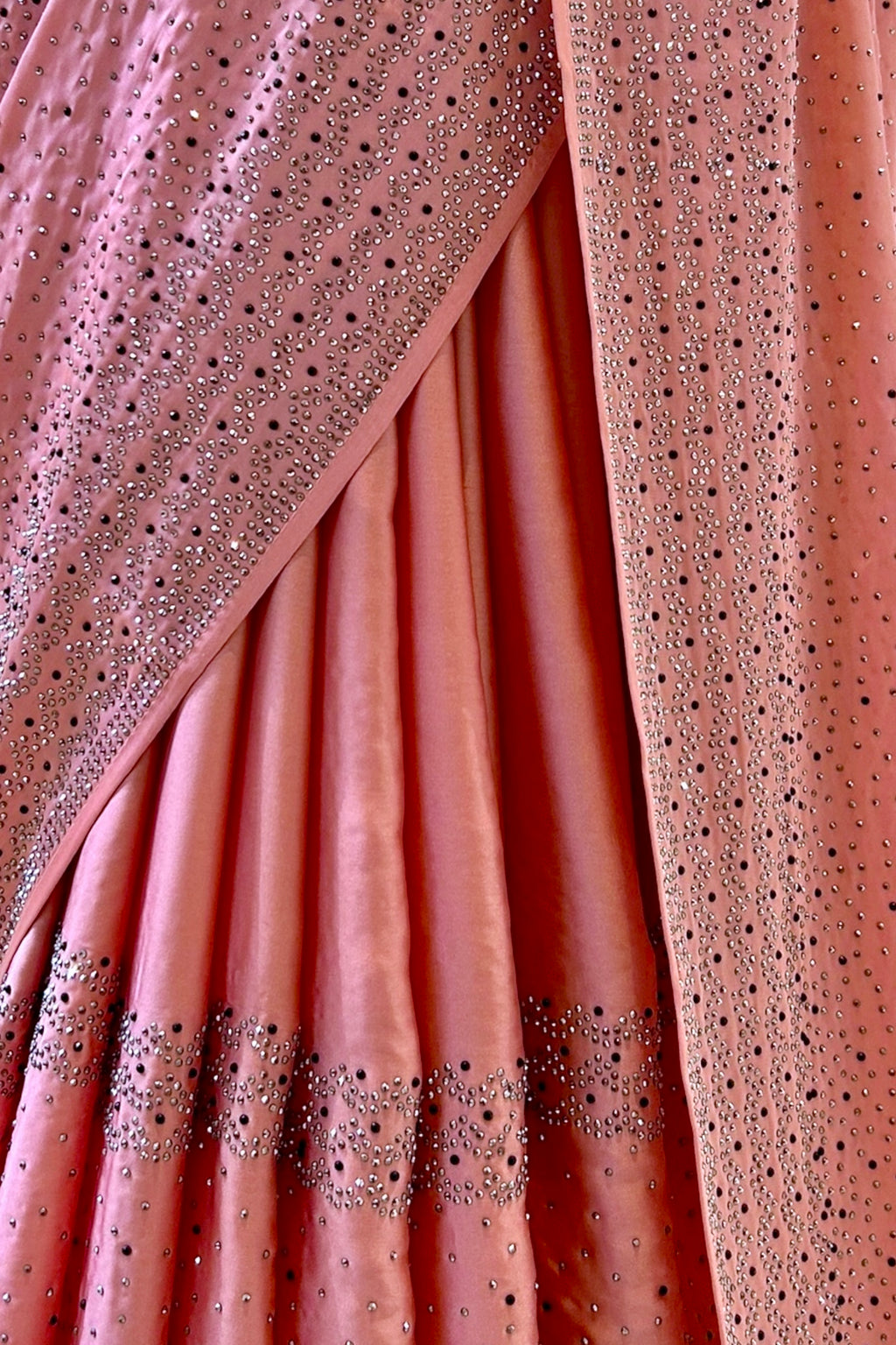 Soft satin sequins saree - Blush Pink