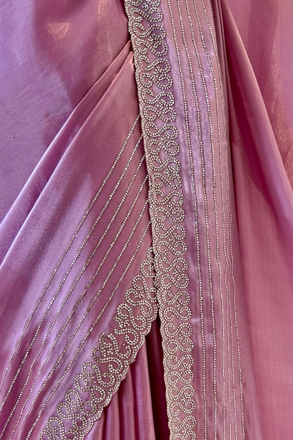 Swarovski sheen organza saree - Lavender