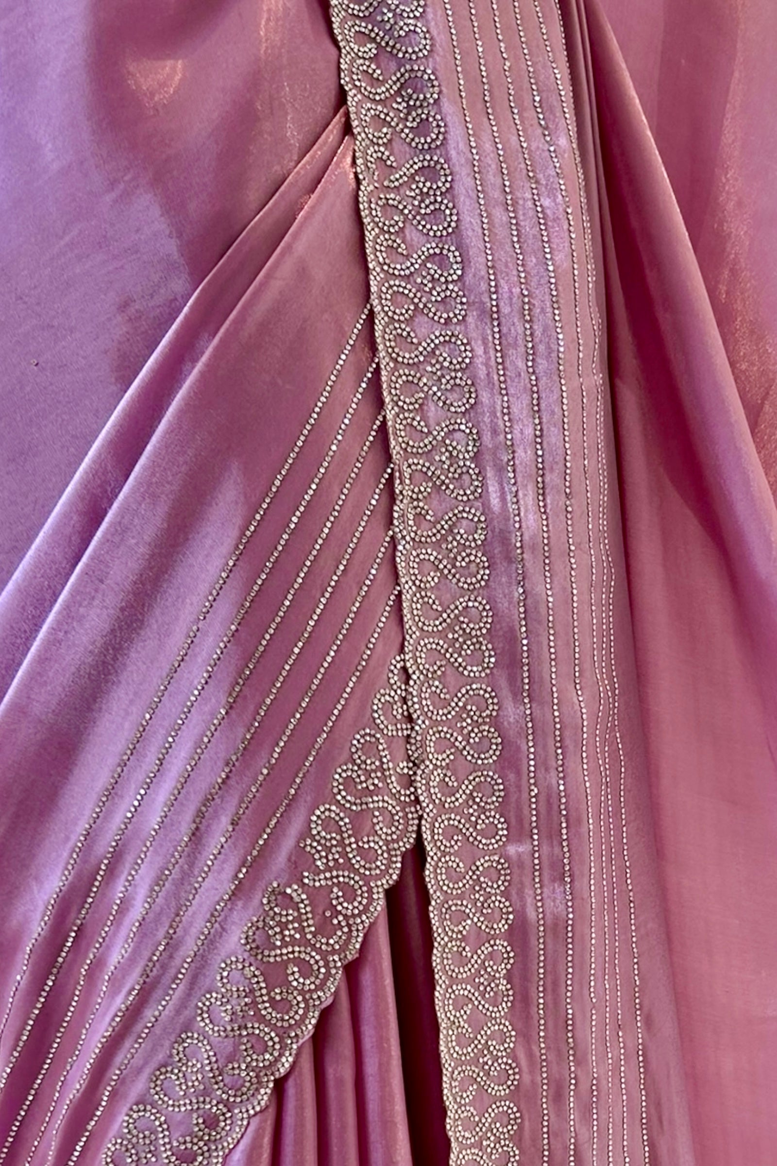 Swarovski sheen organza saree - Lavender