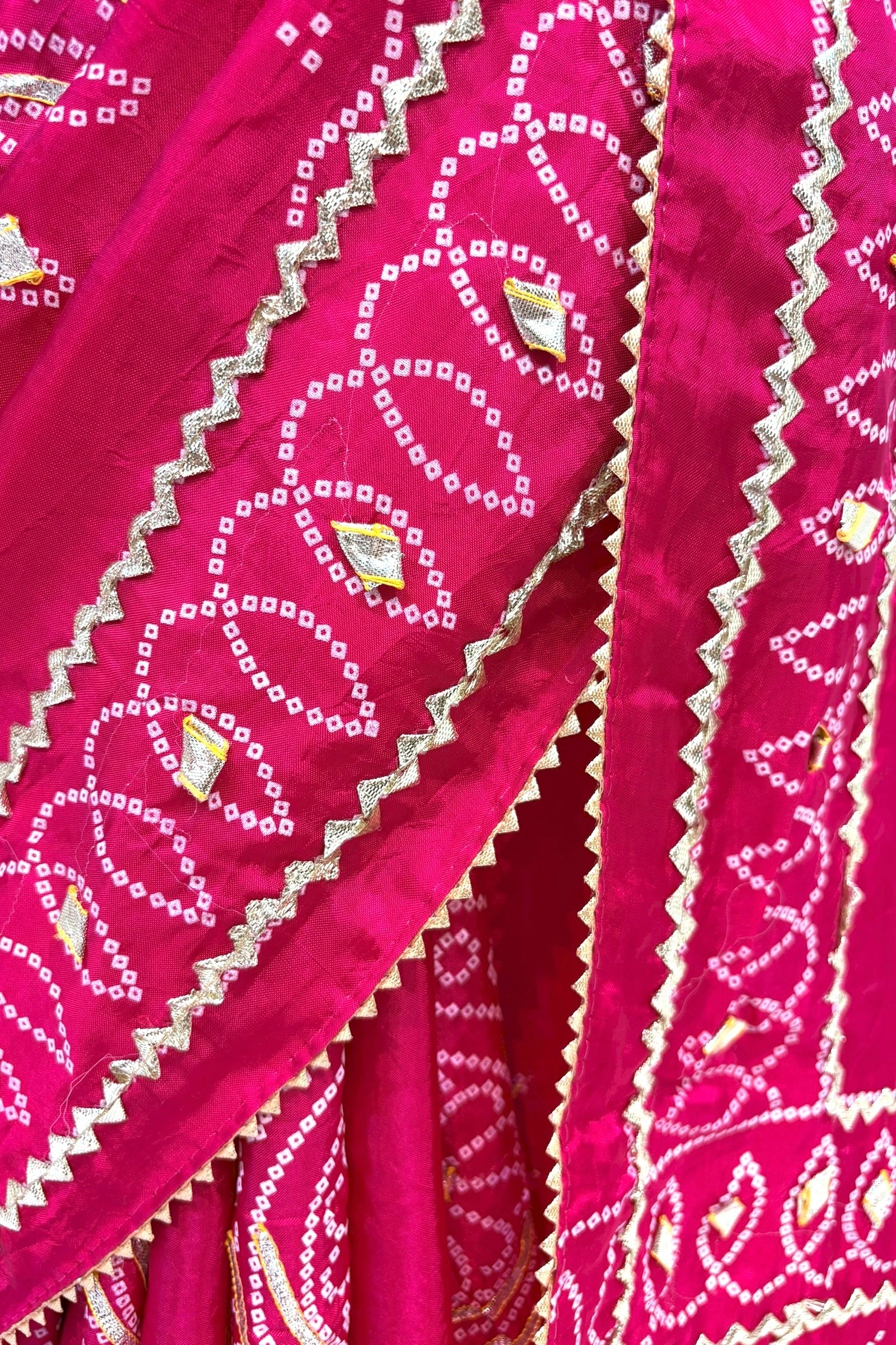 Gotta work organza silk saree - Rani Pink