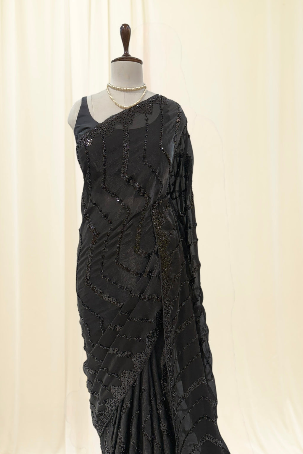 Black designer sequins saree