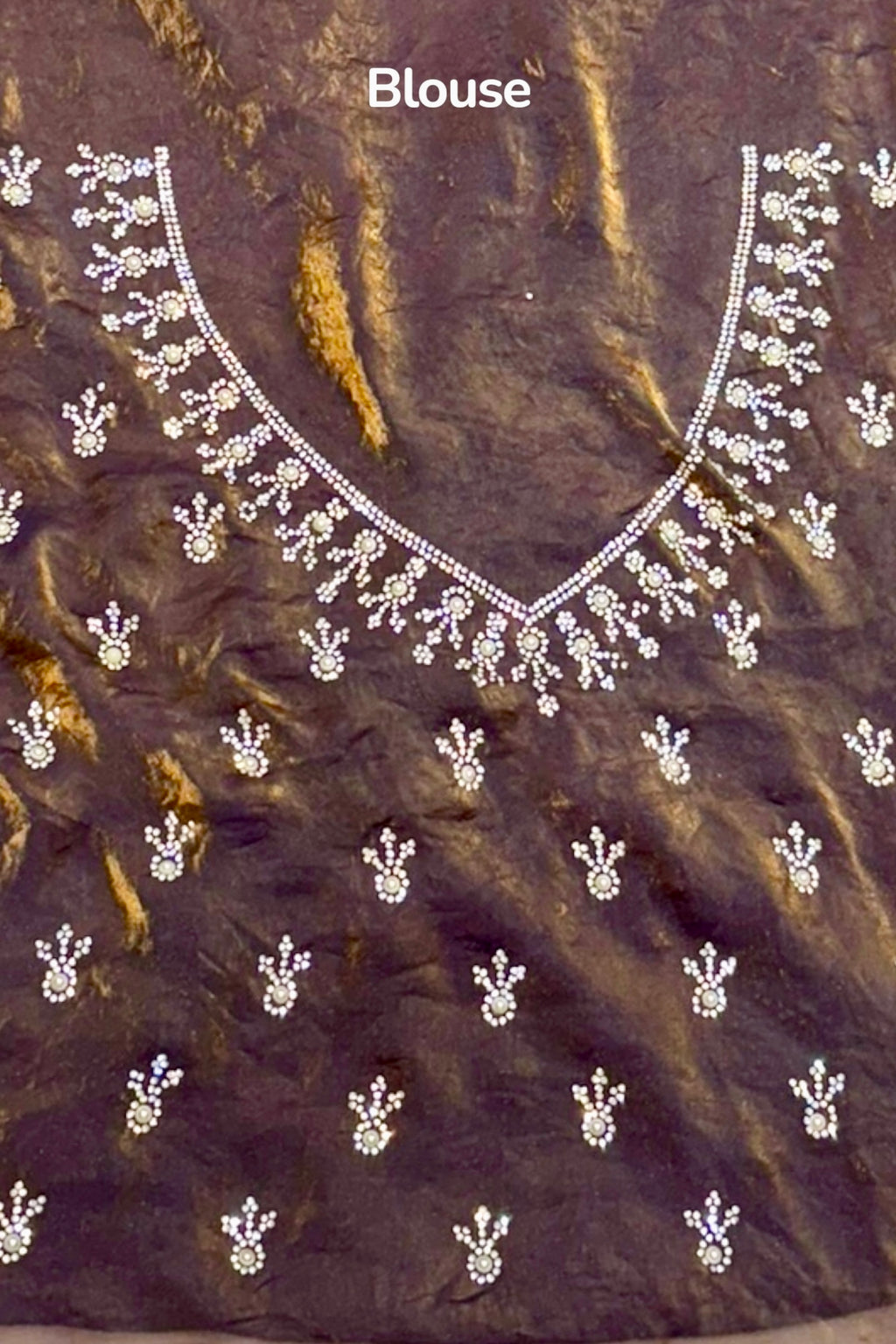Golden fendy pearl embellished saree