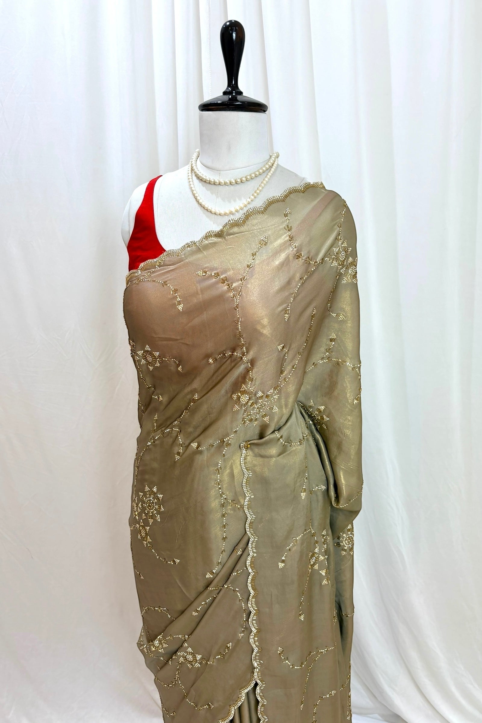 Golden foil embellished saree