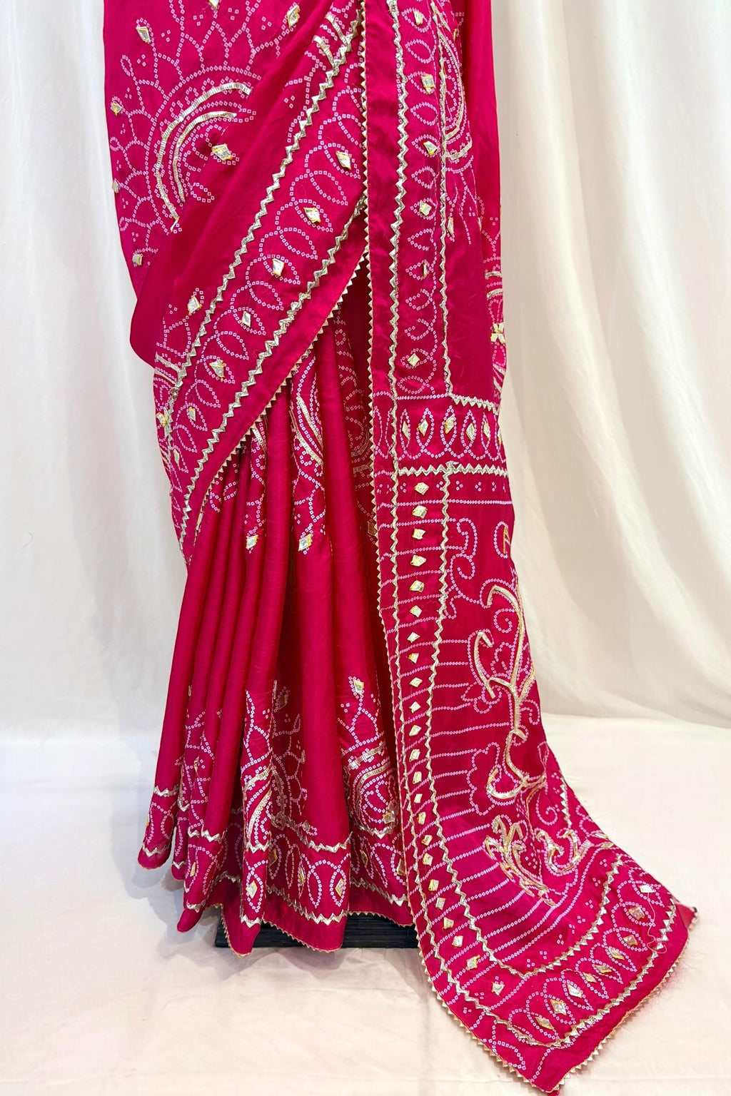 Gotta work organza silk saree - Rani Pink