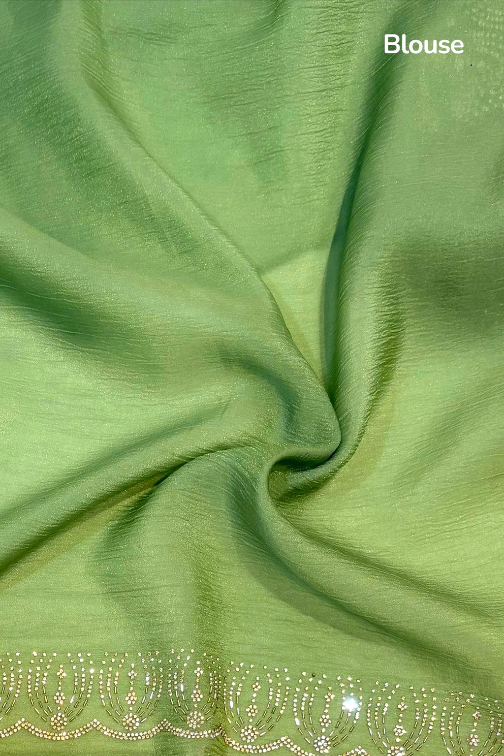Green organza embellished saree