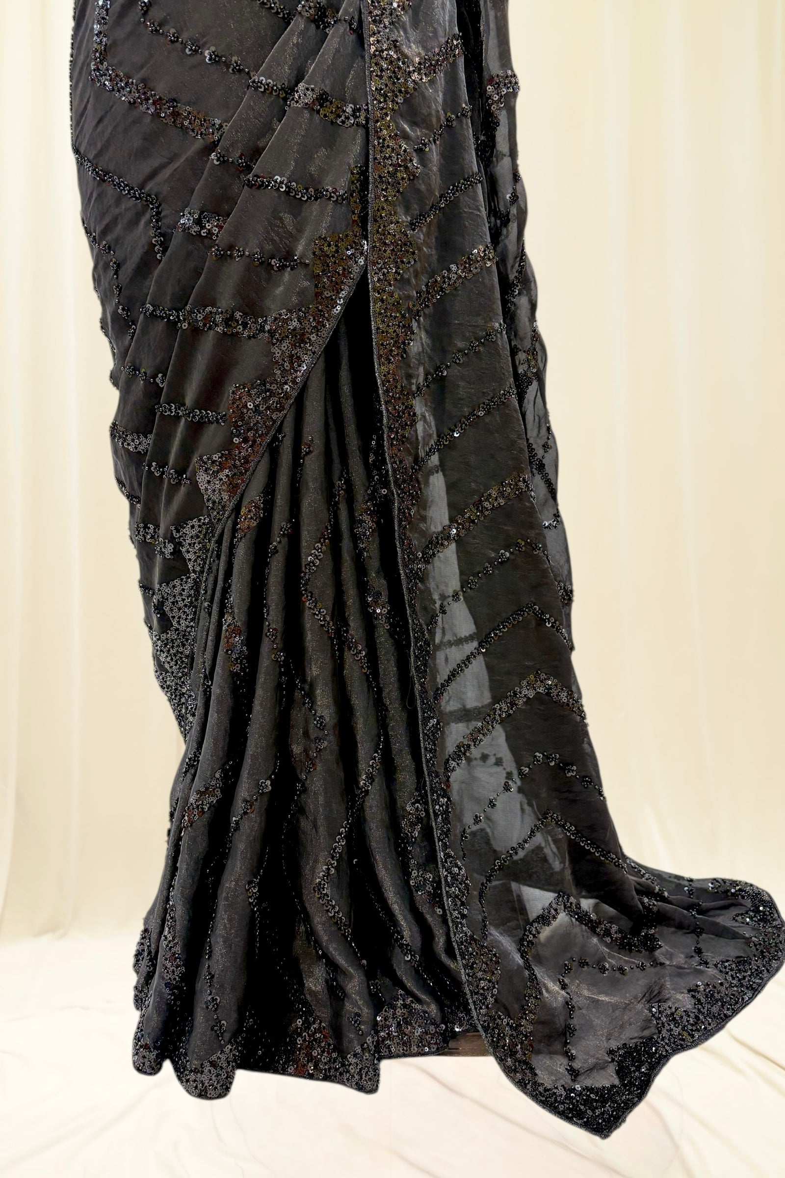 Black designer sequins saree