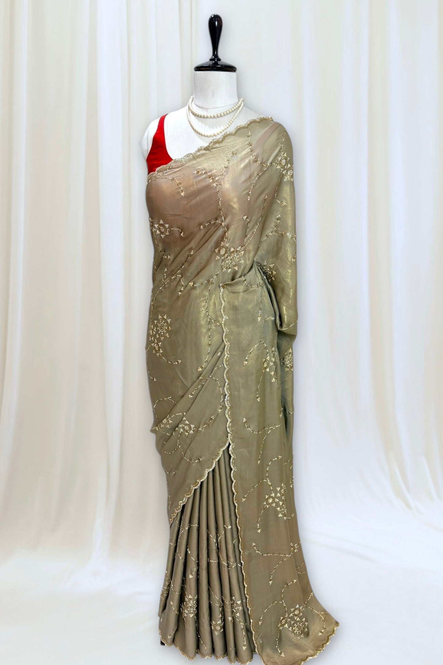 Golden foil embellished saree