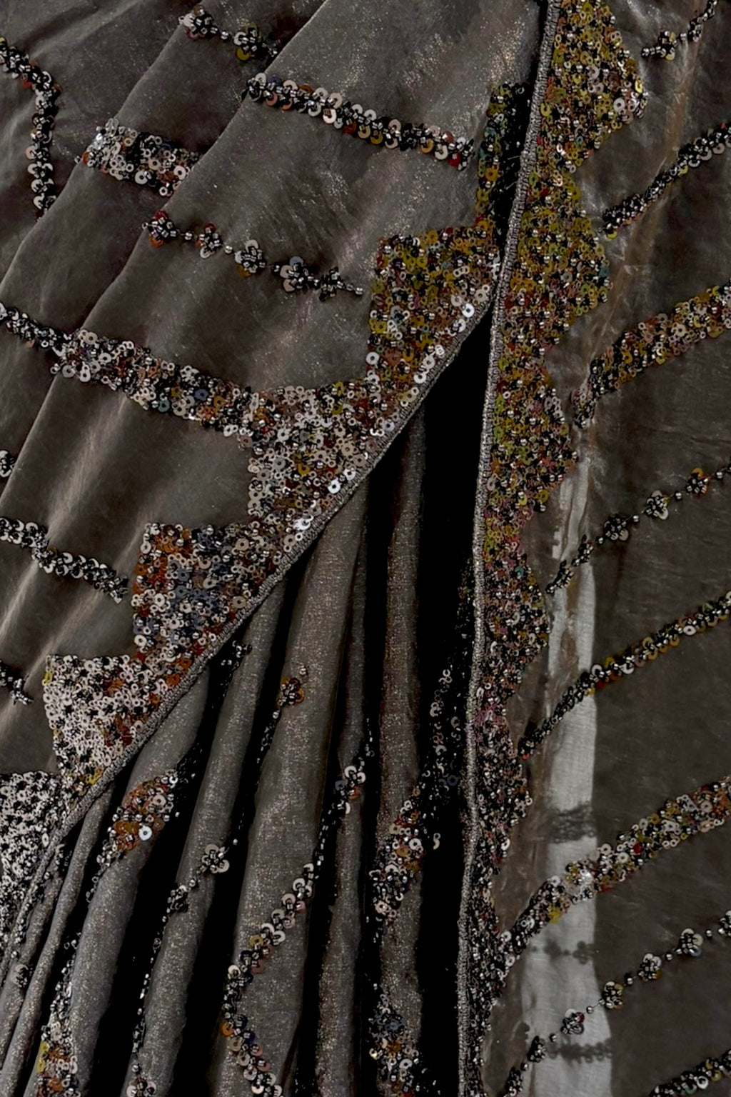 Black designer sequins saree