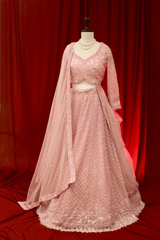 Baby pink sequins lehenga