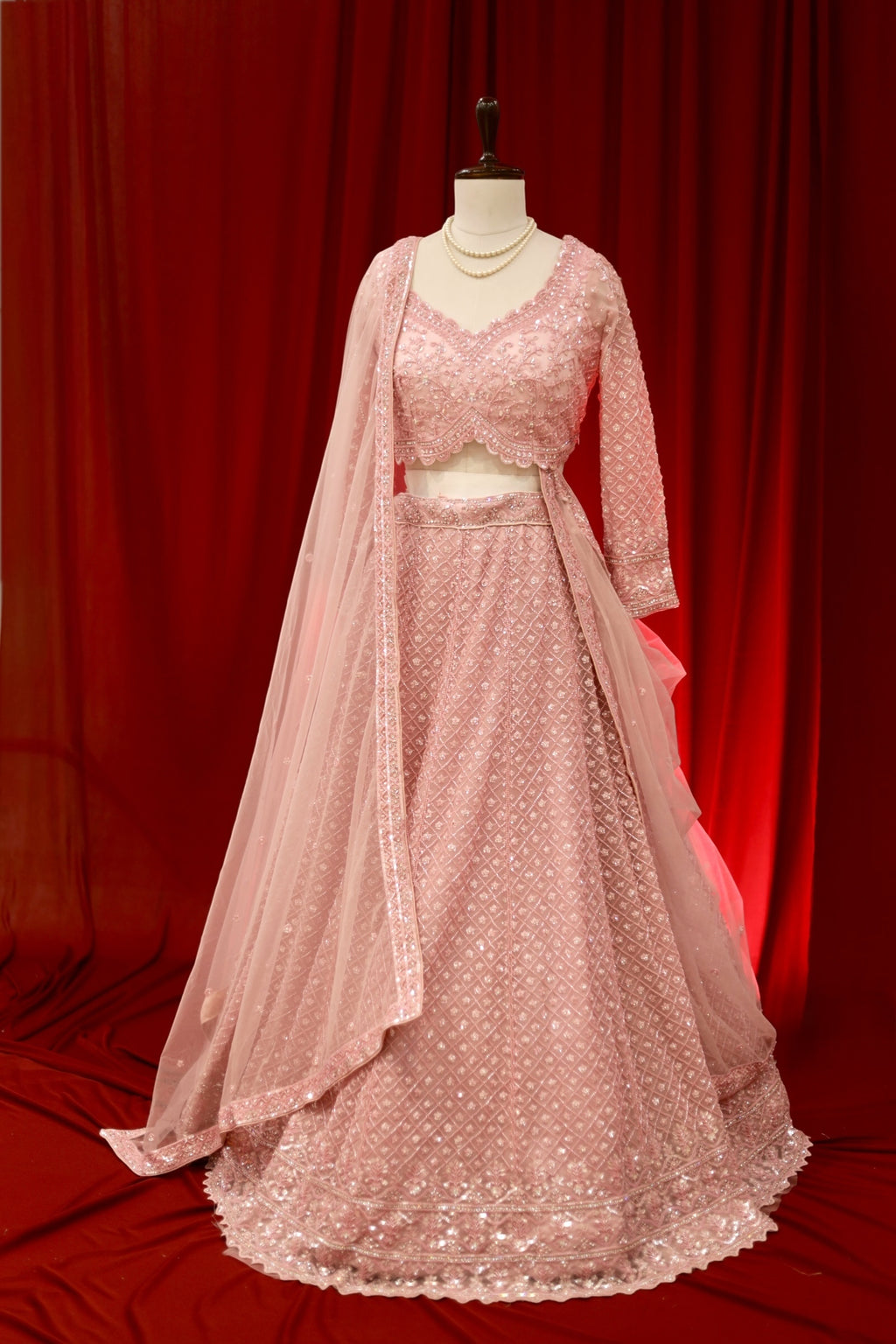 Baby pink sequins lehenga