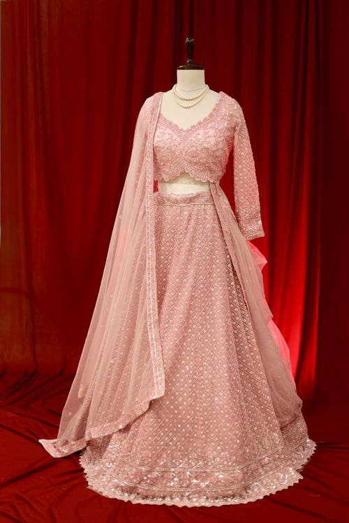 Baby pink sequins lehenga