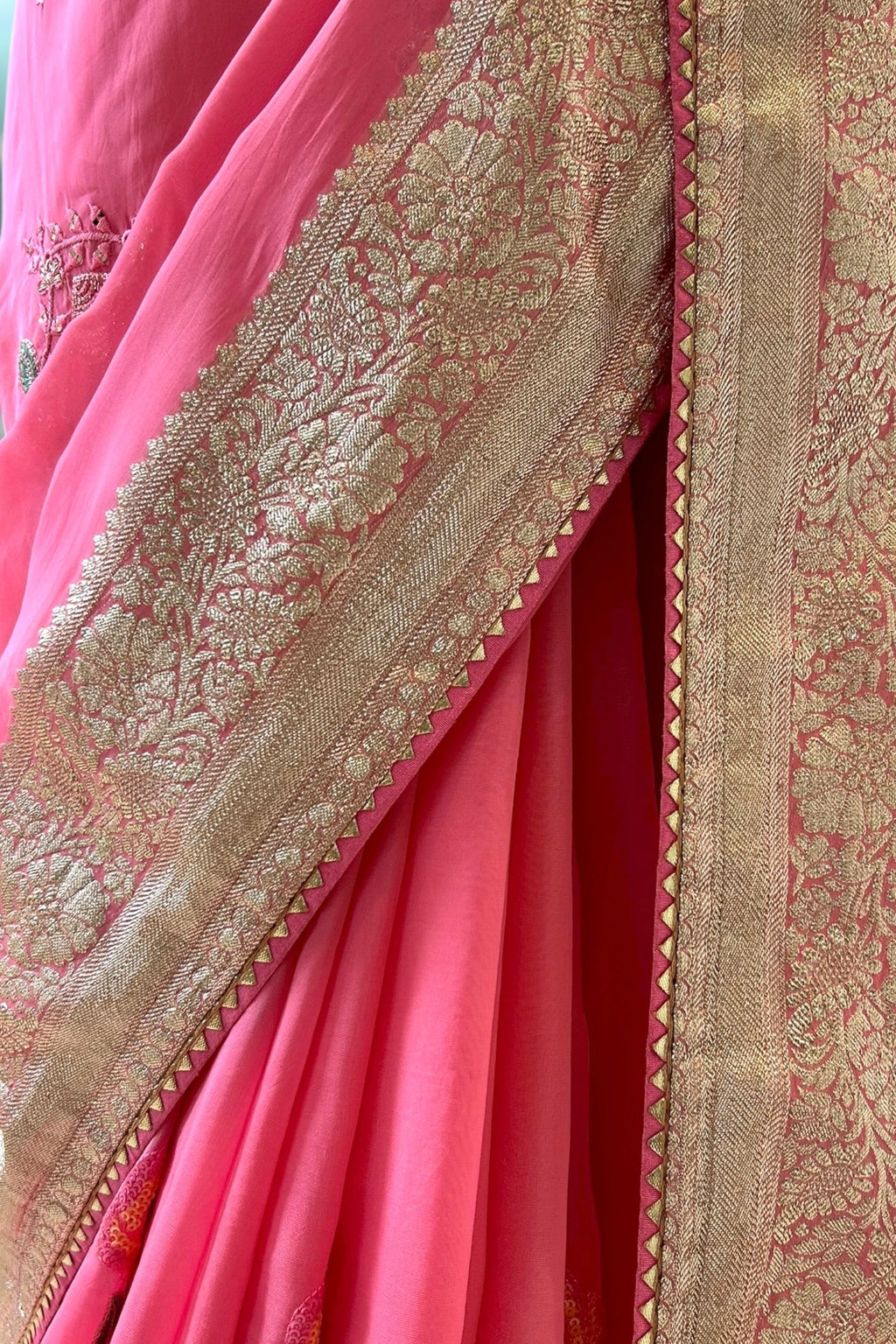 Pure soft powder pink organza saree