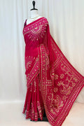 Gotta work organza silk saree - Rani Pink