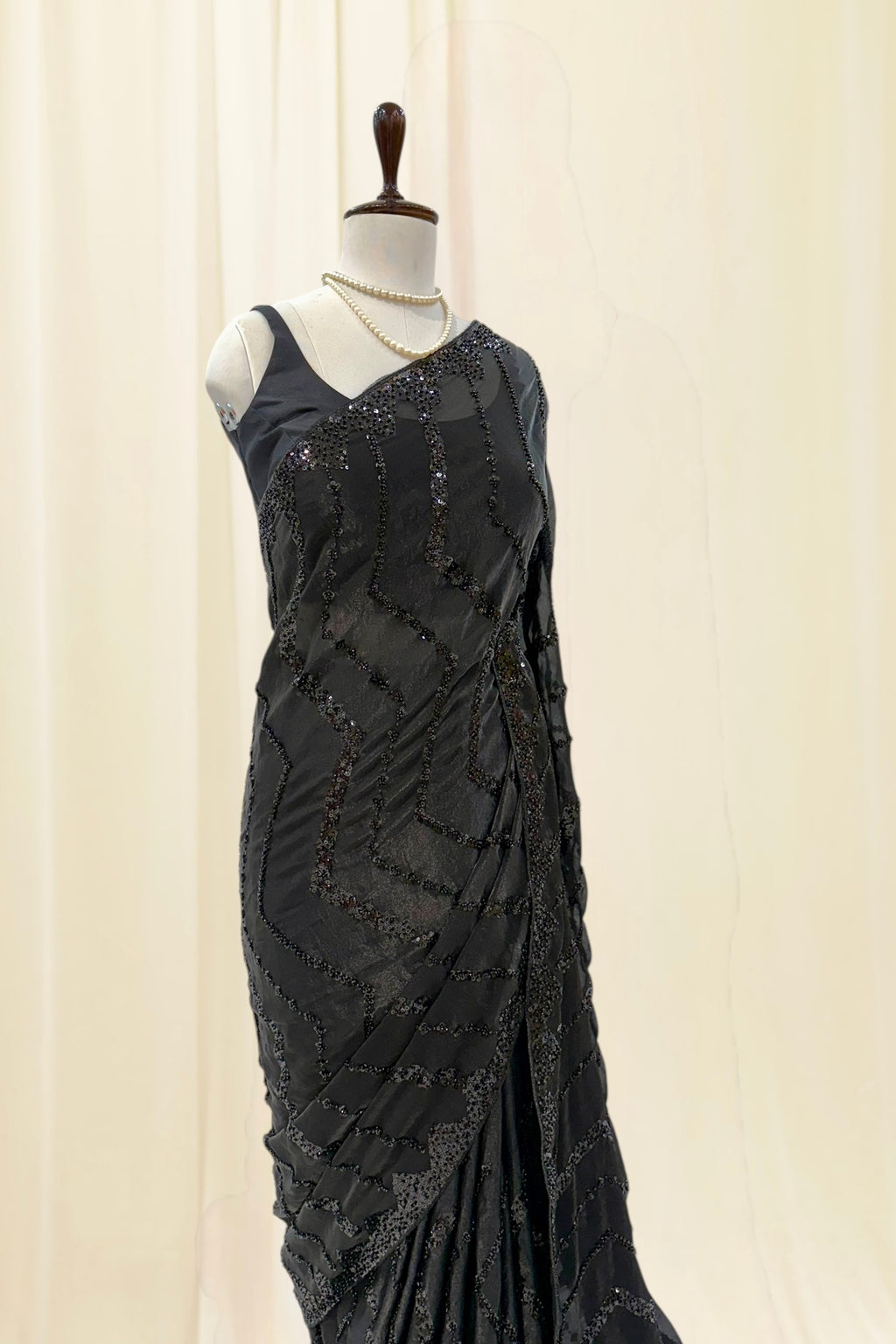 Black designer sequins saree