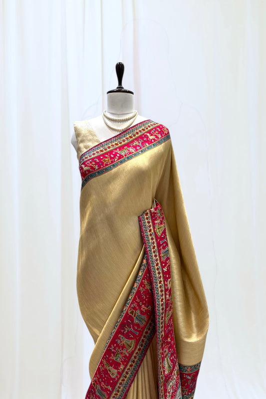 Golden premium silk saree