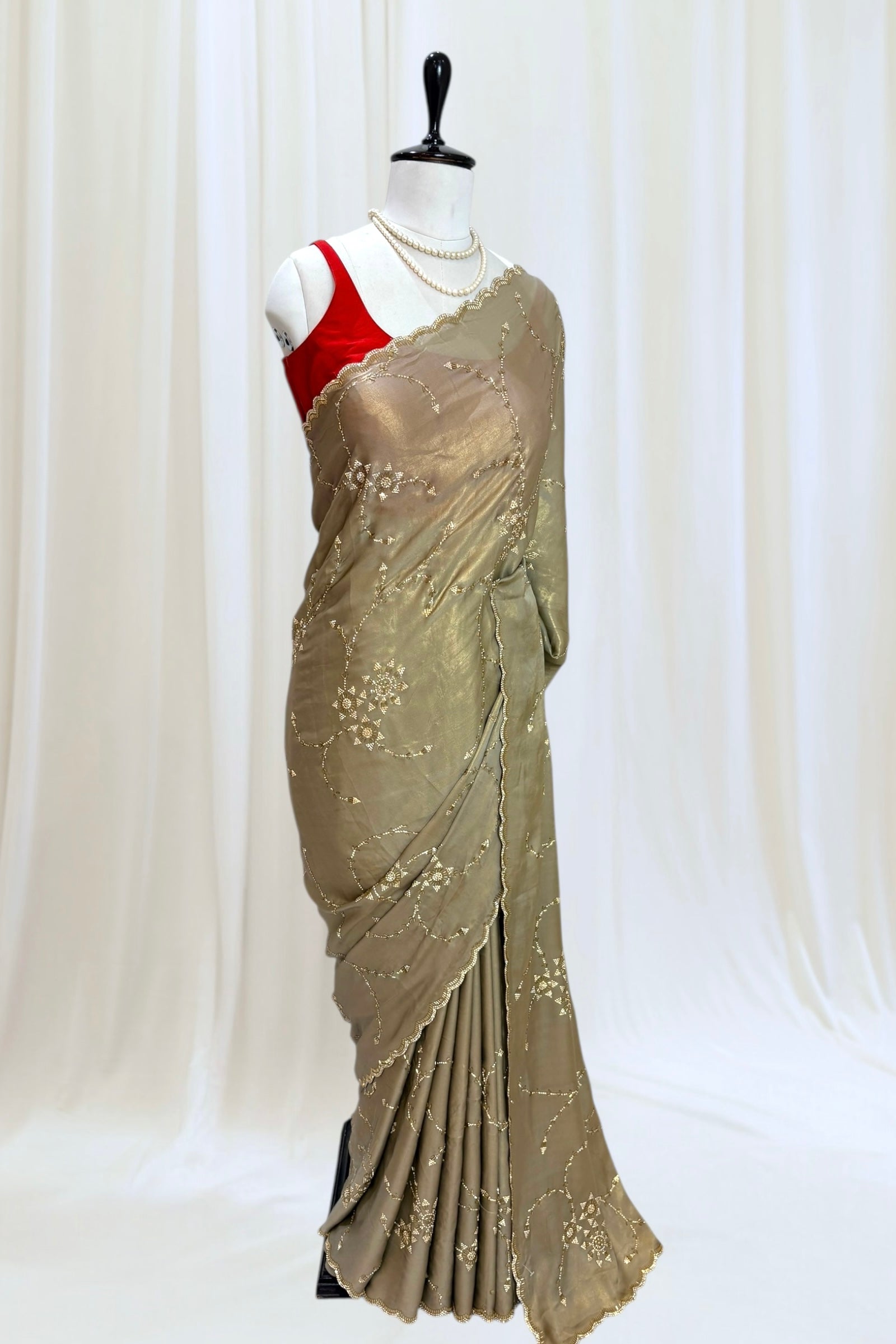 Golden foil embellished saree