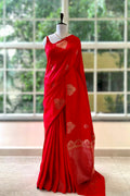 Red zari soft silk saree