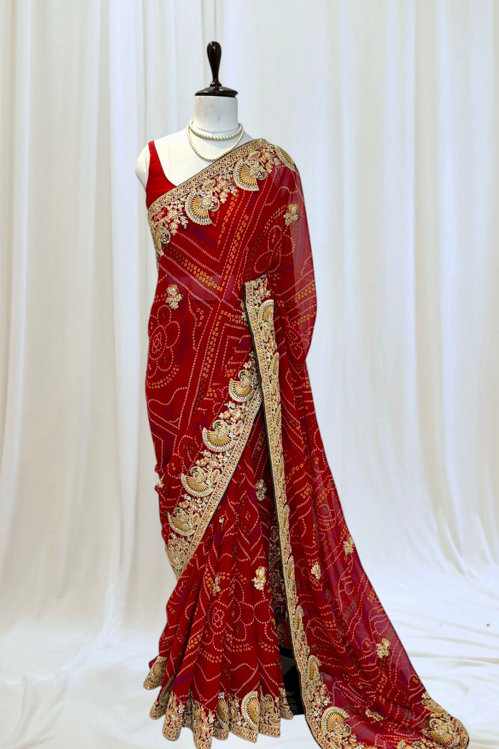 Red chunari saree