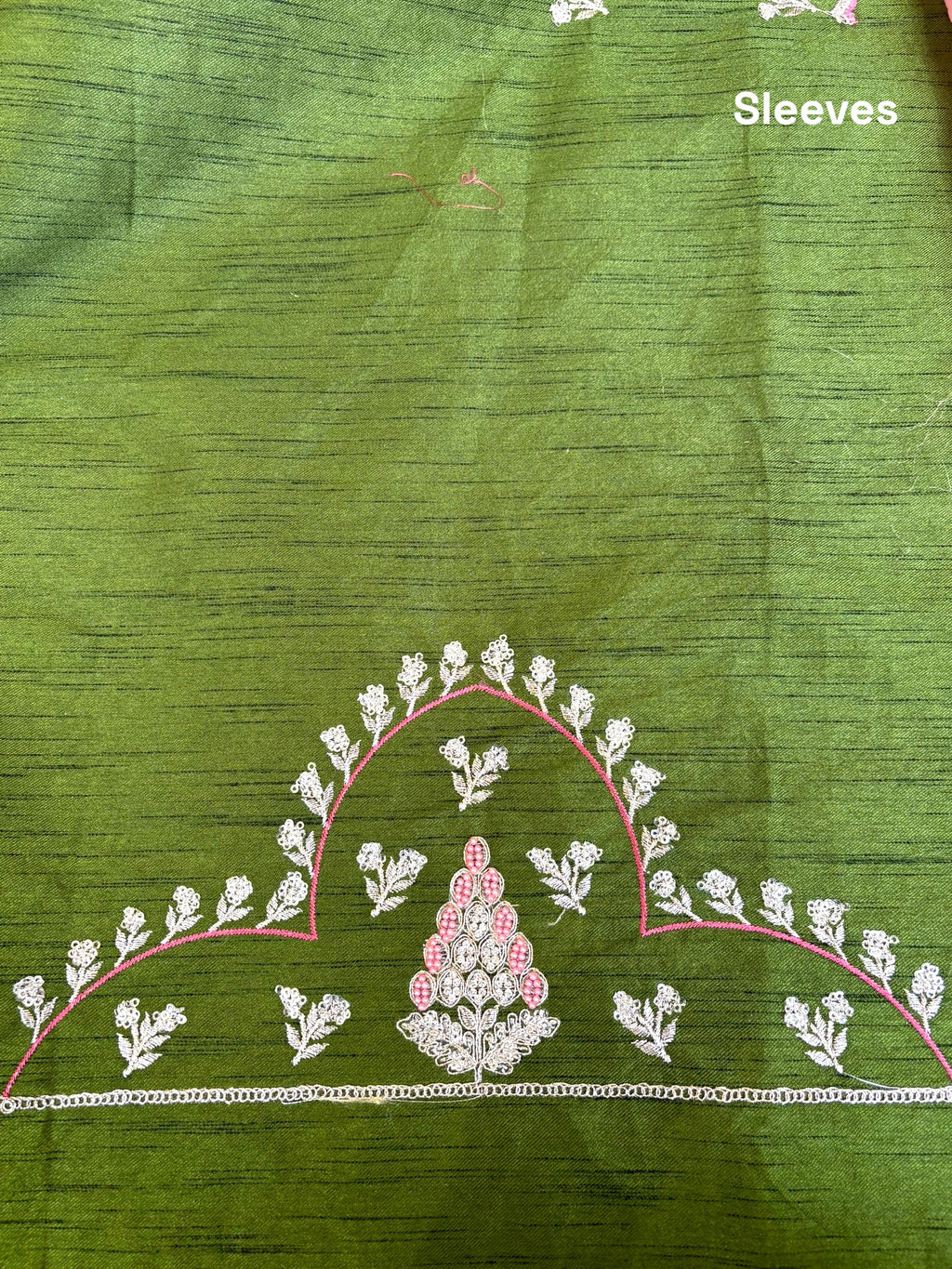 Pink shimmer organza saree