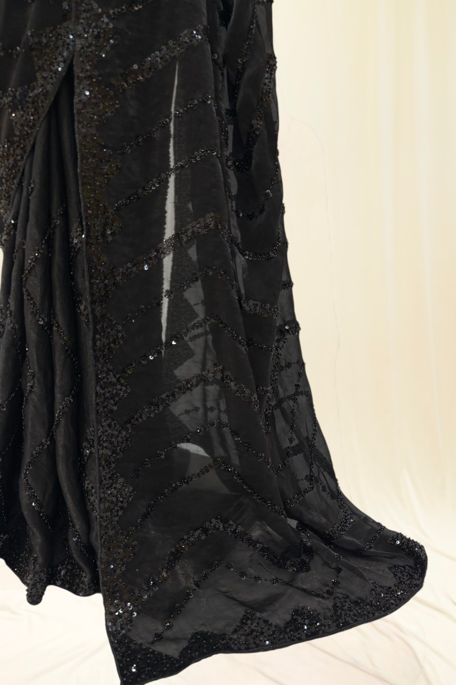 Black designer sequins saree