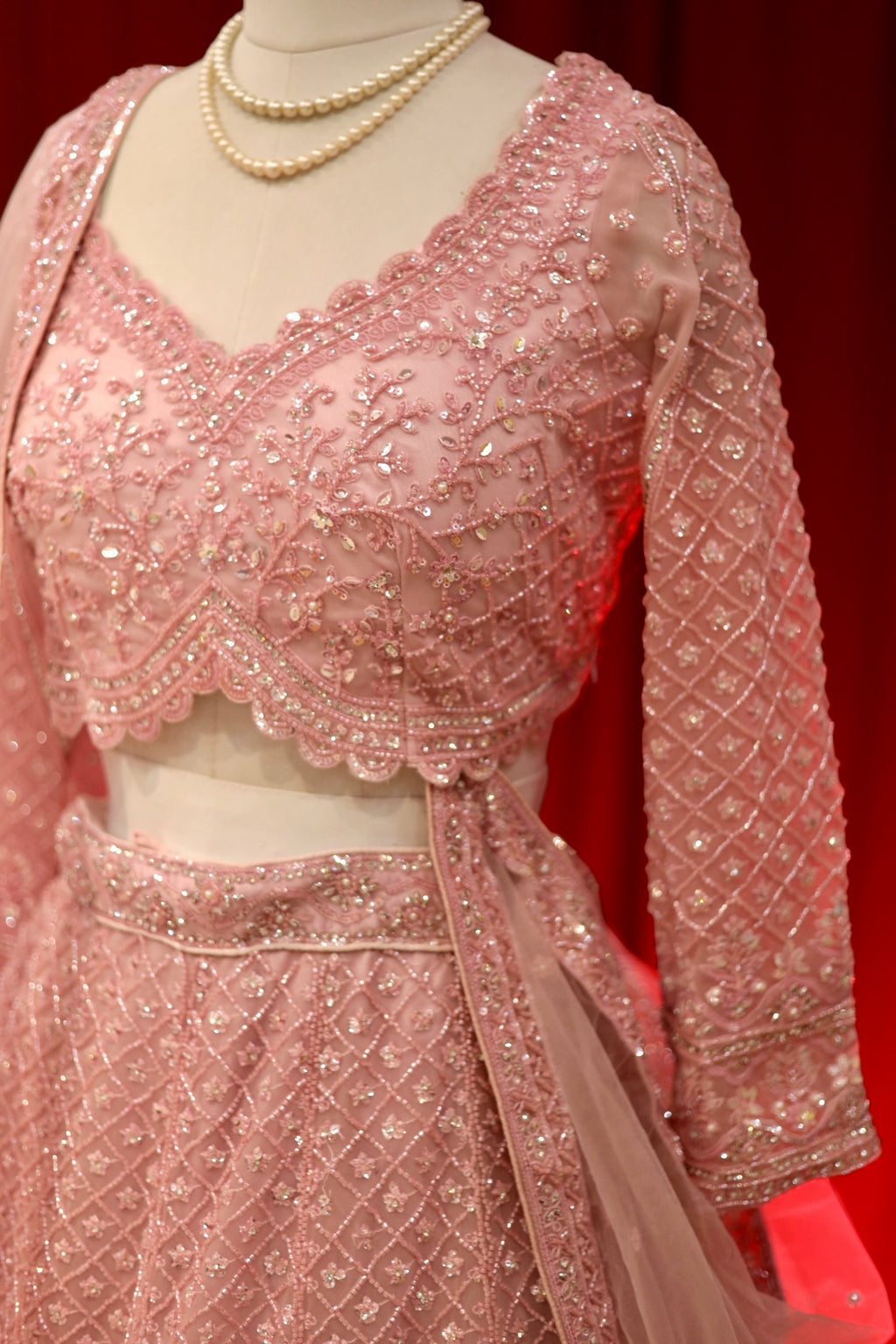 Baby pink sequins lehenga
