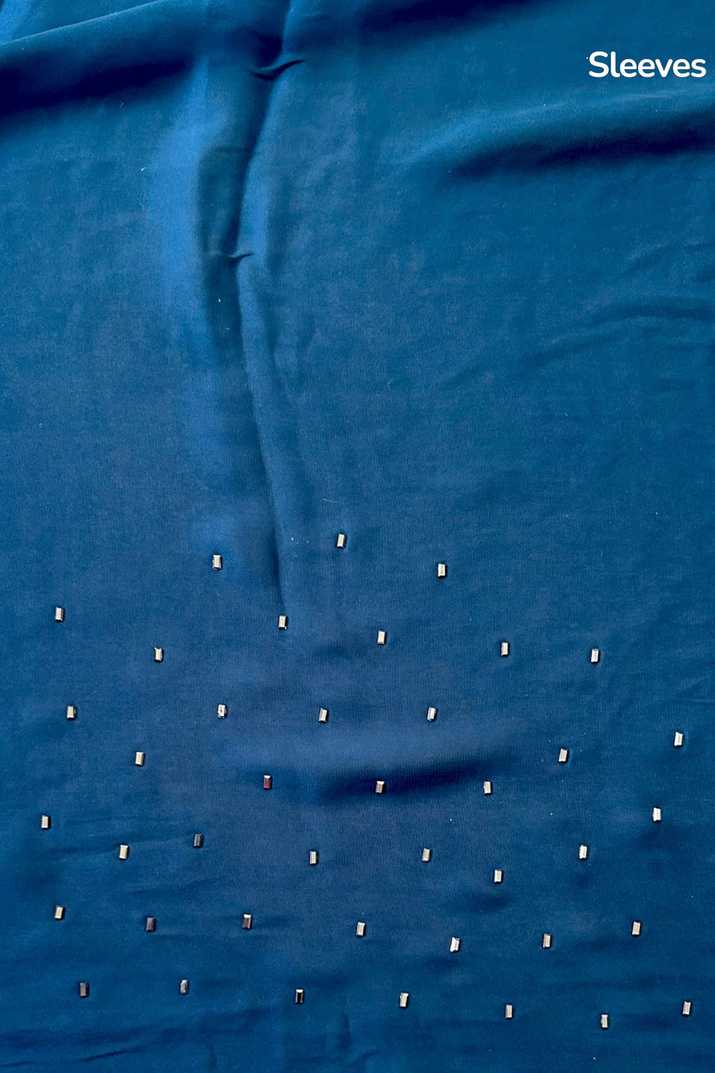 Satin sequins saree - Teal blue