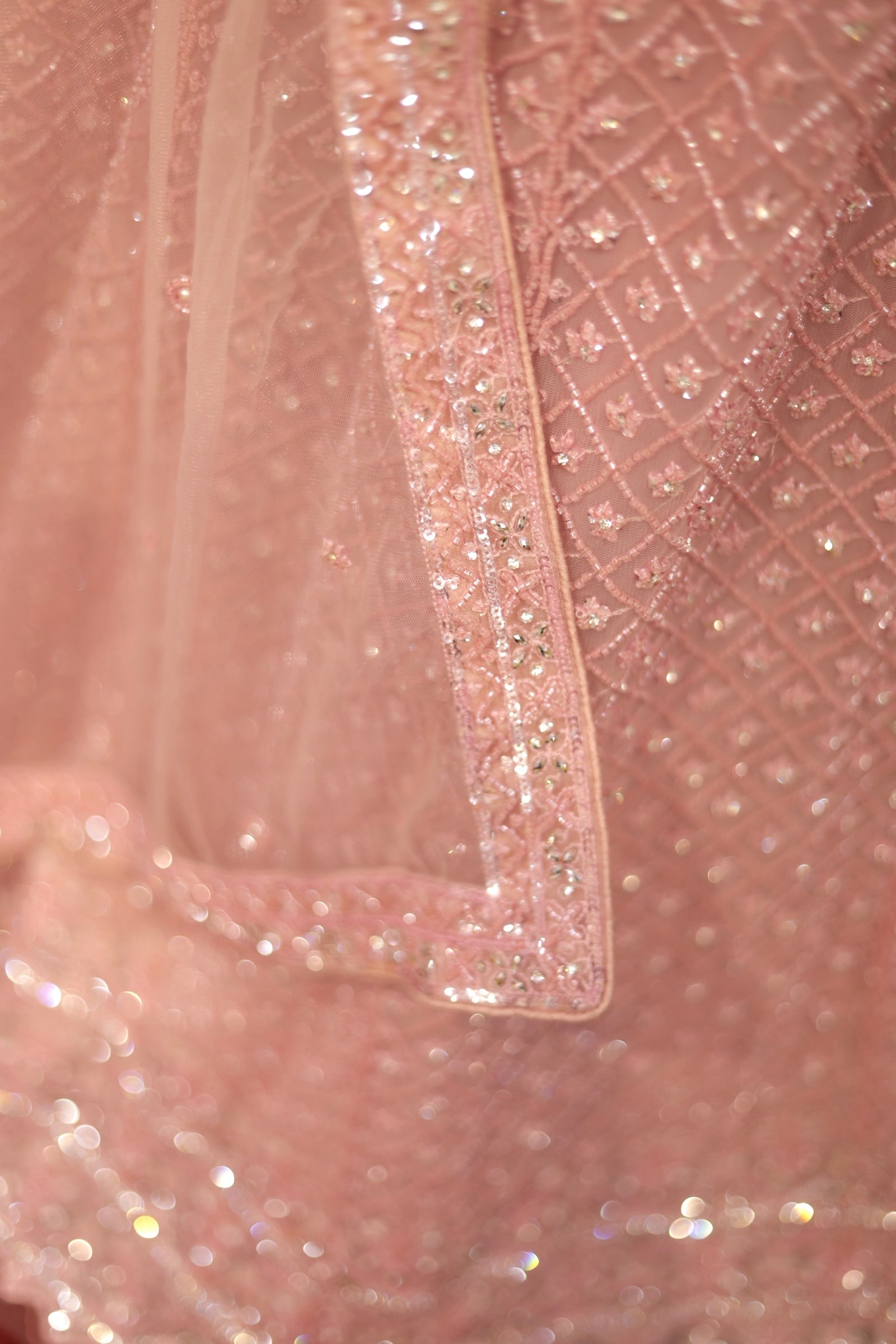 Baby pink sequins lehenga