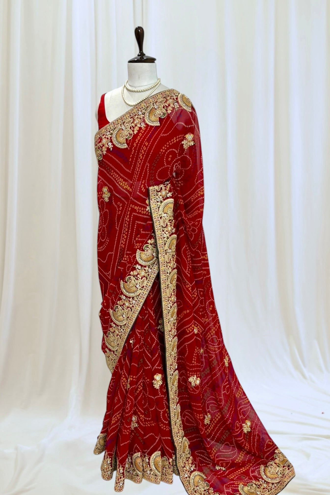 Red chunari saree
