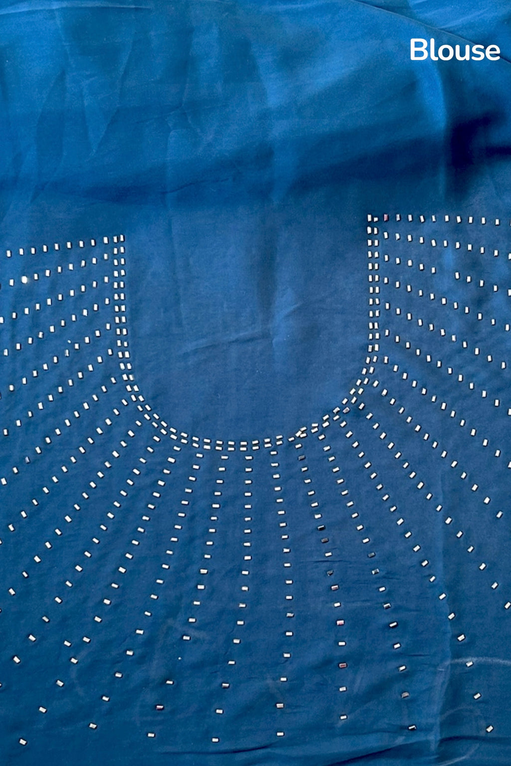 Satin sequins saree - Teal blue