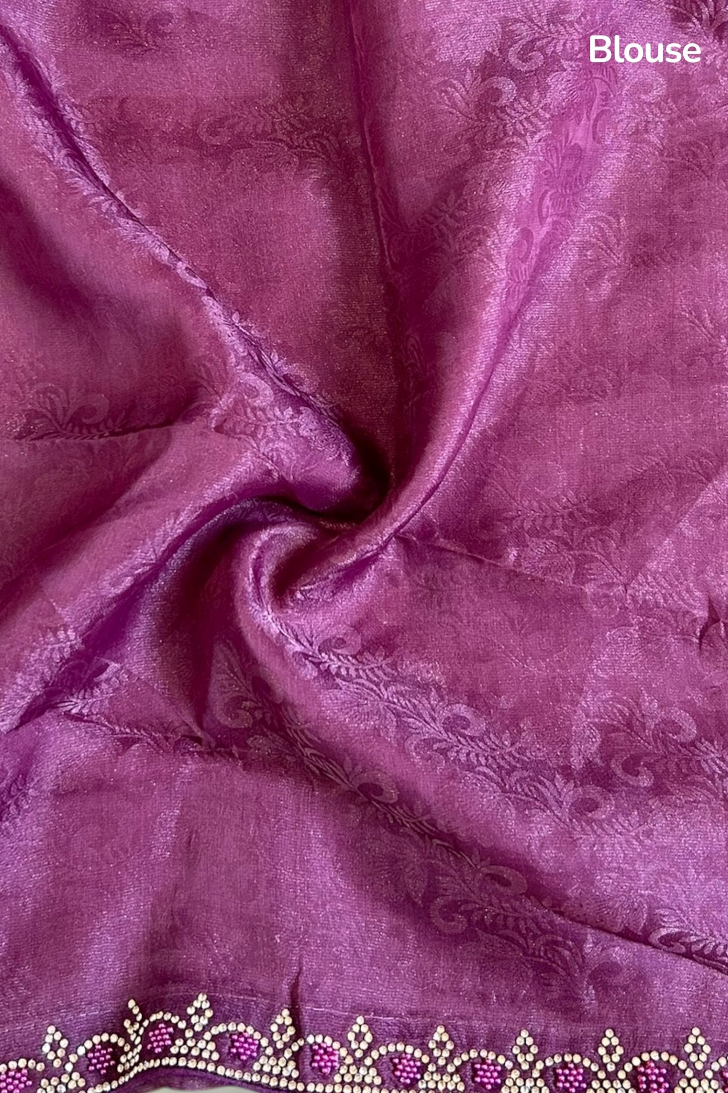 Self design organza silk saree - Violet