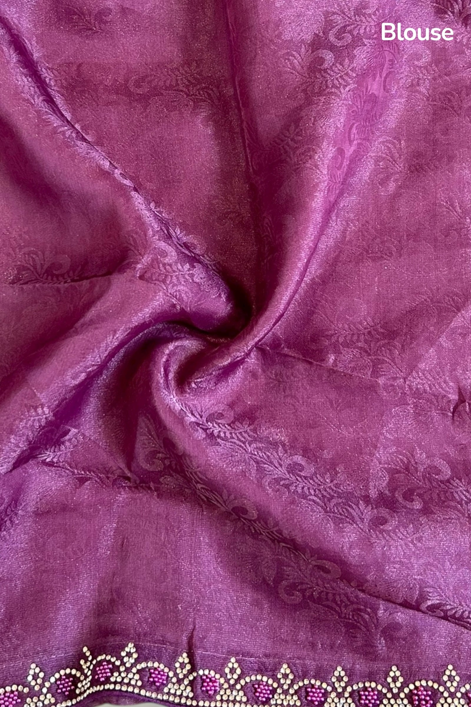 Self design organza silk saree - Violet