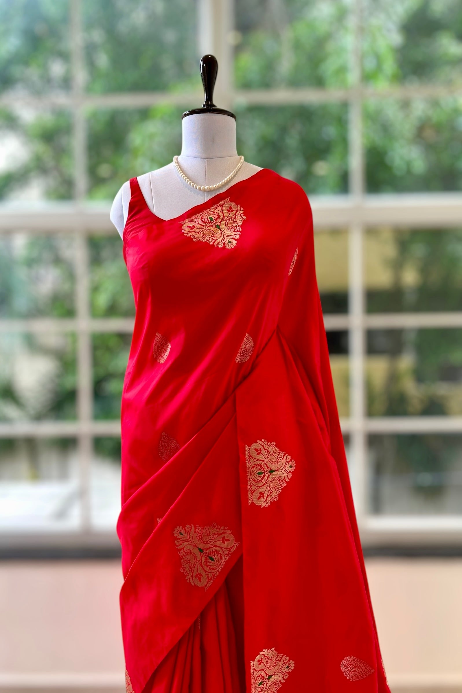 Red zari soft silk saree