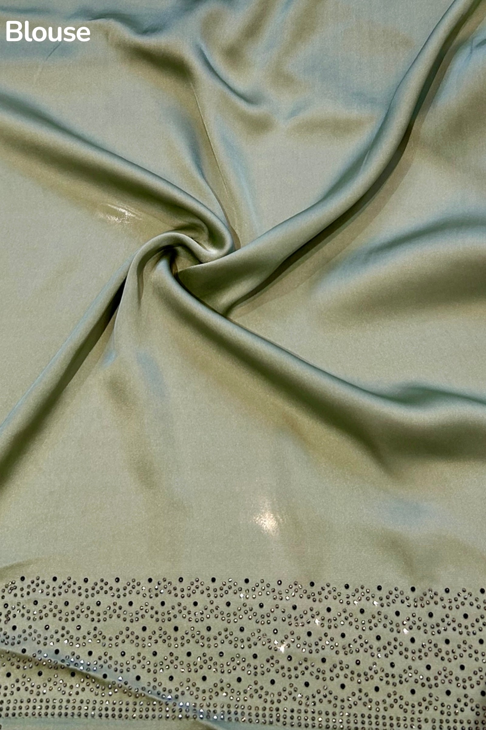 Soft satin sequins saree - Green