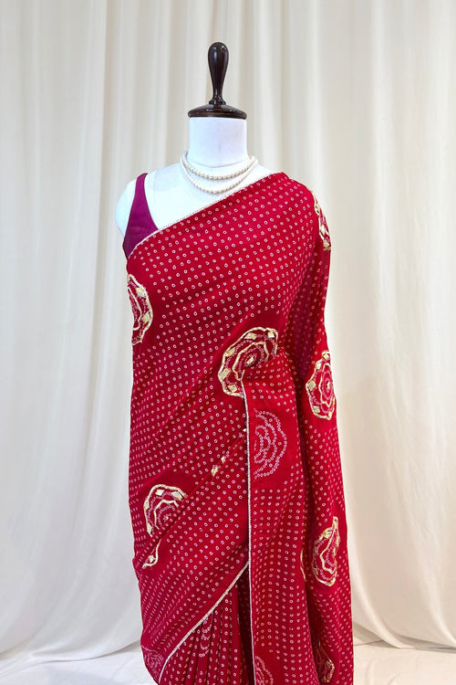 Crimson gottawork saree