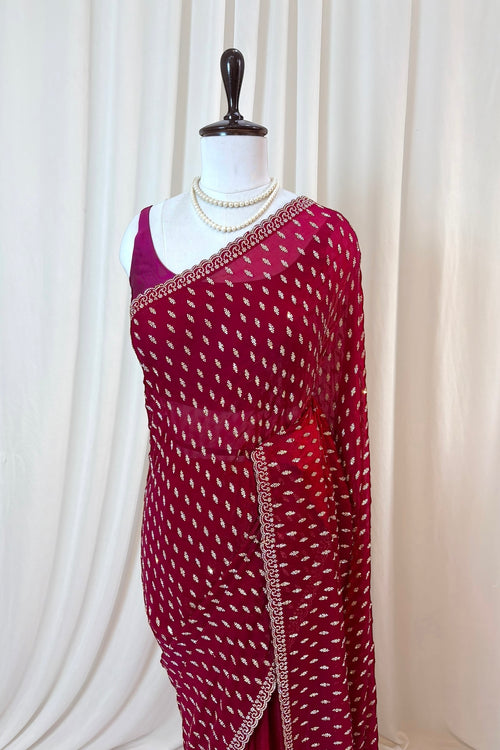 Crimson fendy party wear saree