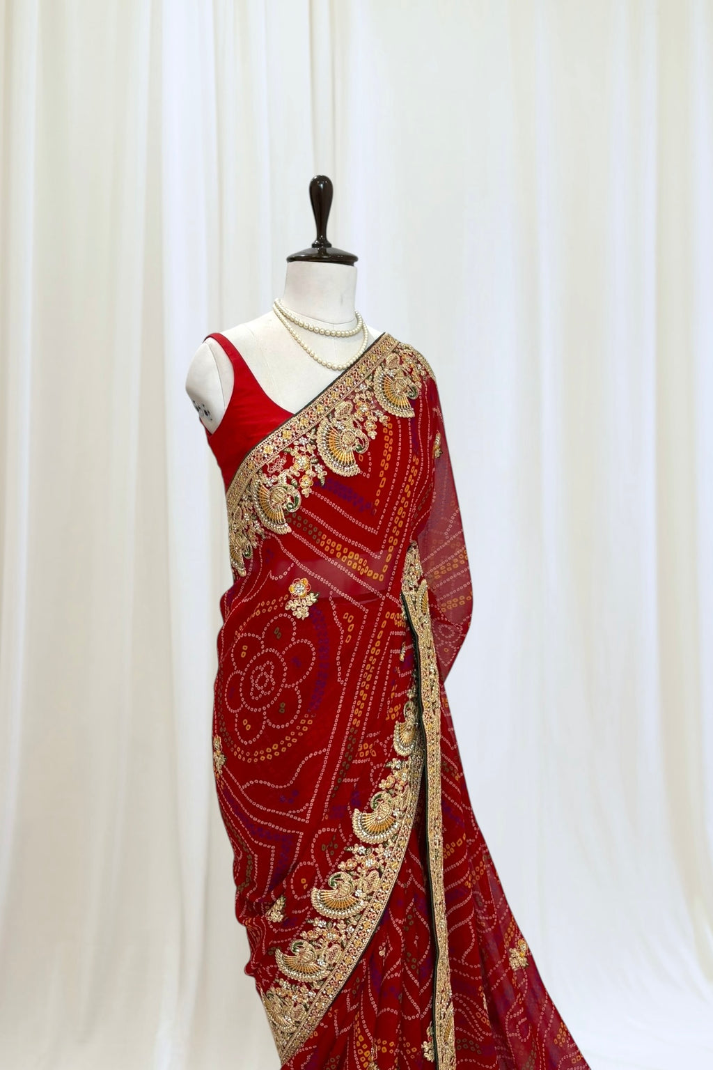 Red chunari saree
